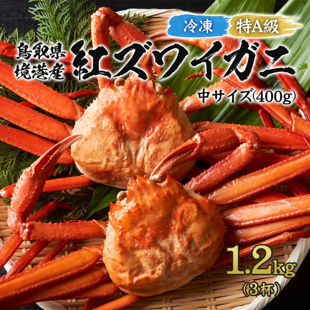 《着日指定可》【鳥取県産】ボイル冷凍 紅ズワイガニ 特A級 中サイズ 1.2kgセット(約400g×3杯) 12/20年内注文締切 2025年1月15日以降順次発送